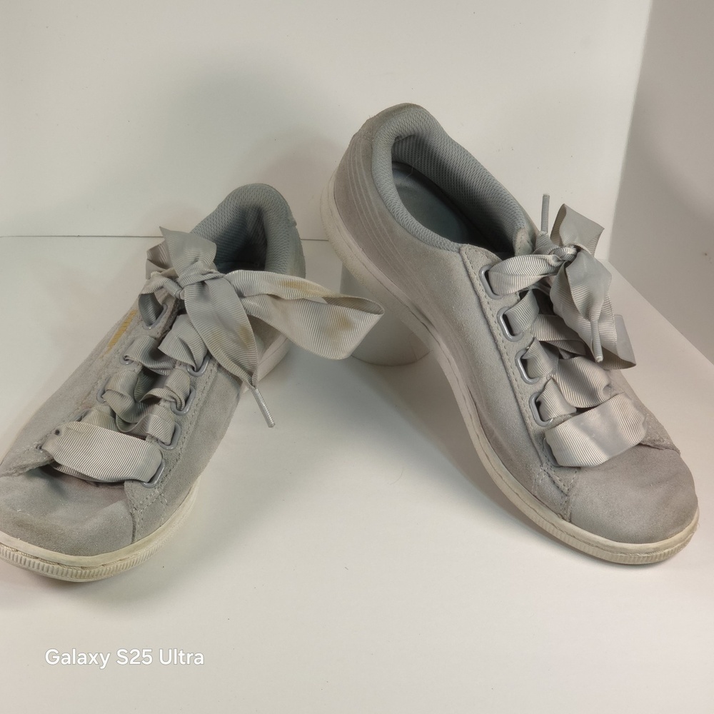 Puma Womens Vikky Ribbon Dots Sneaker Shoes Grey Lace Up 8.5